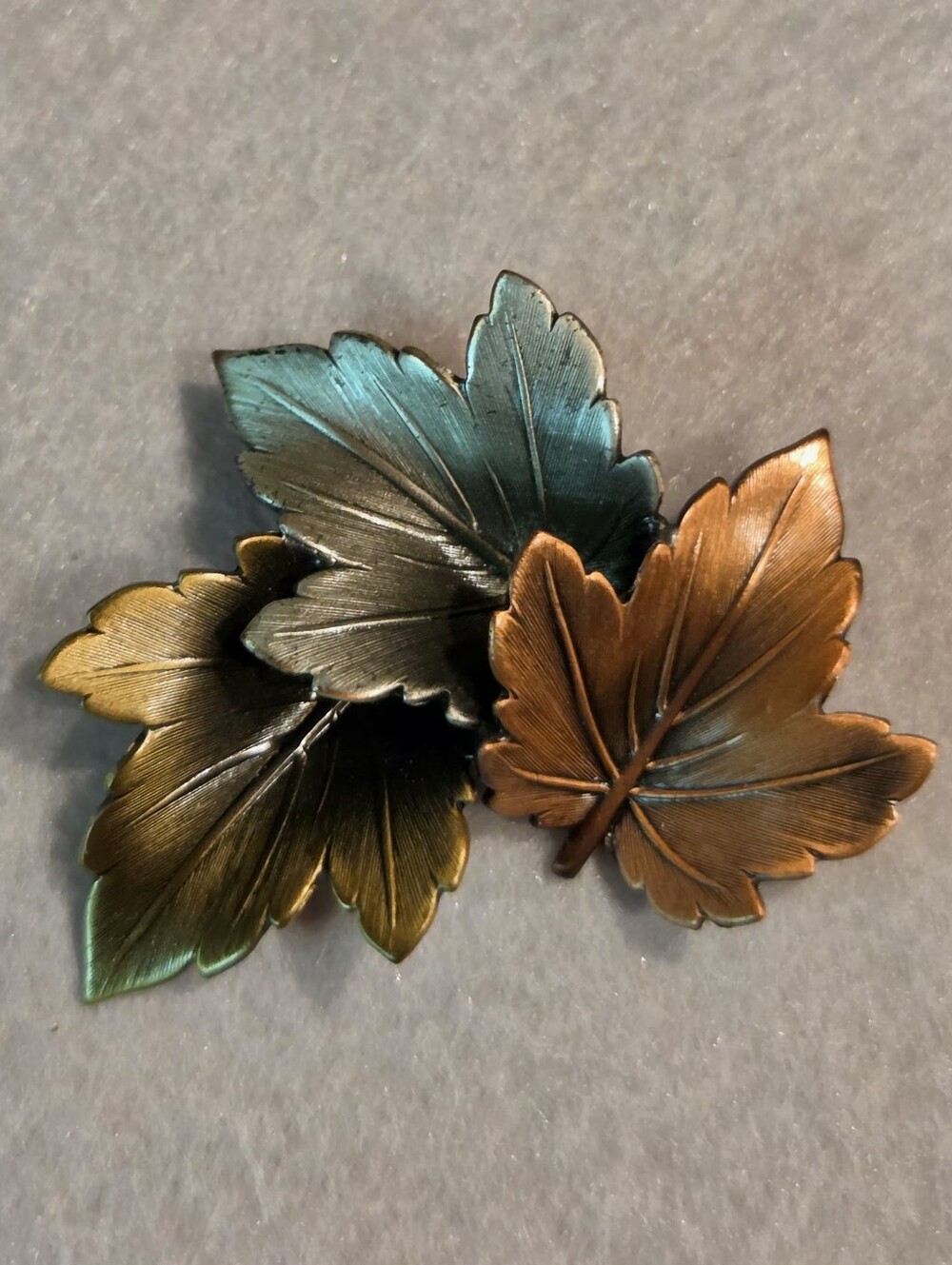 Vintage Tricolor Maple Leaf Brooch / Pin